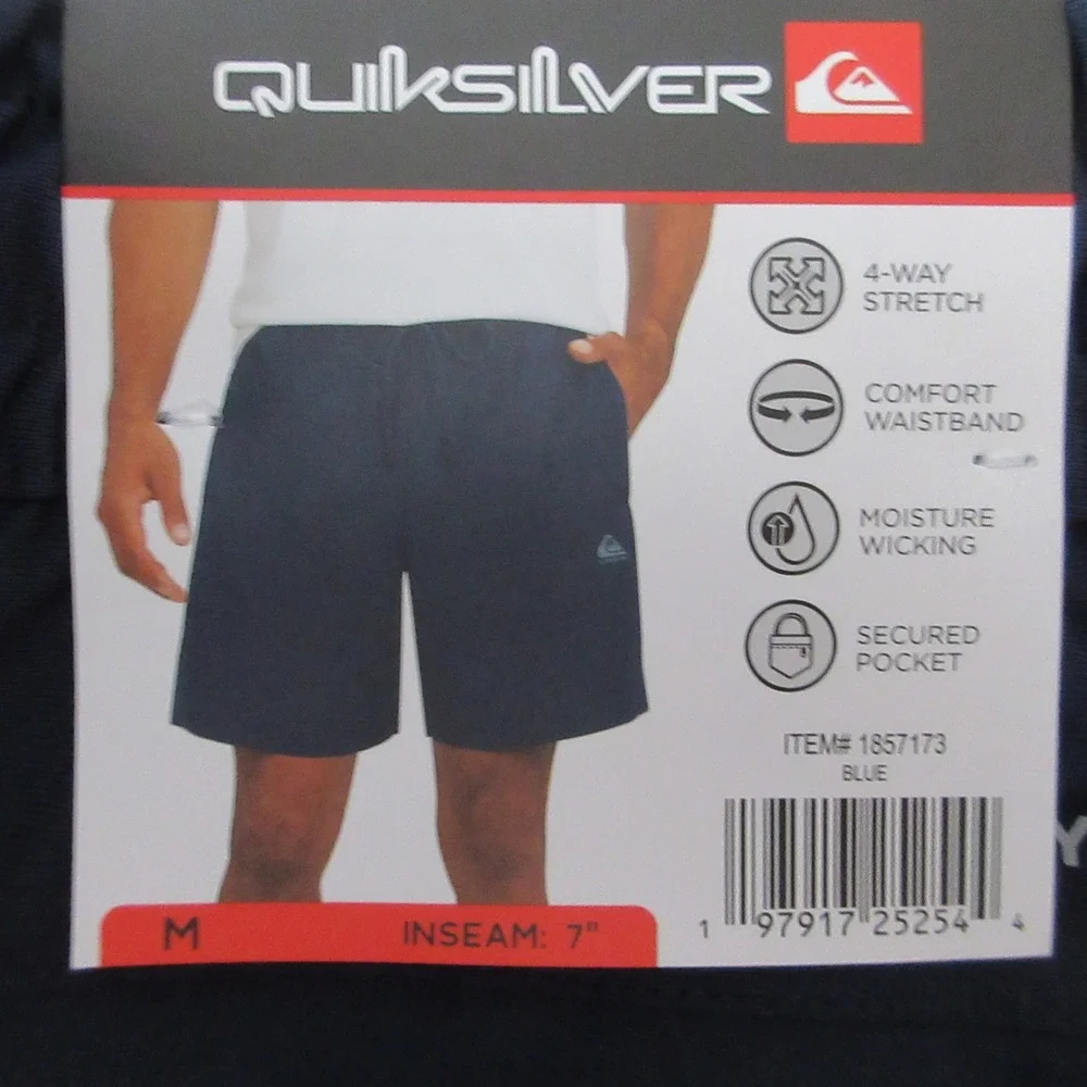 QUIKSILVER Amphibian Hybrid Shorts Mens Medium Navy Blue Pull On Swim Shorts NWT